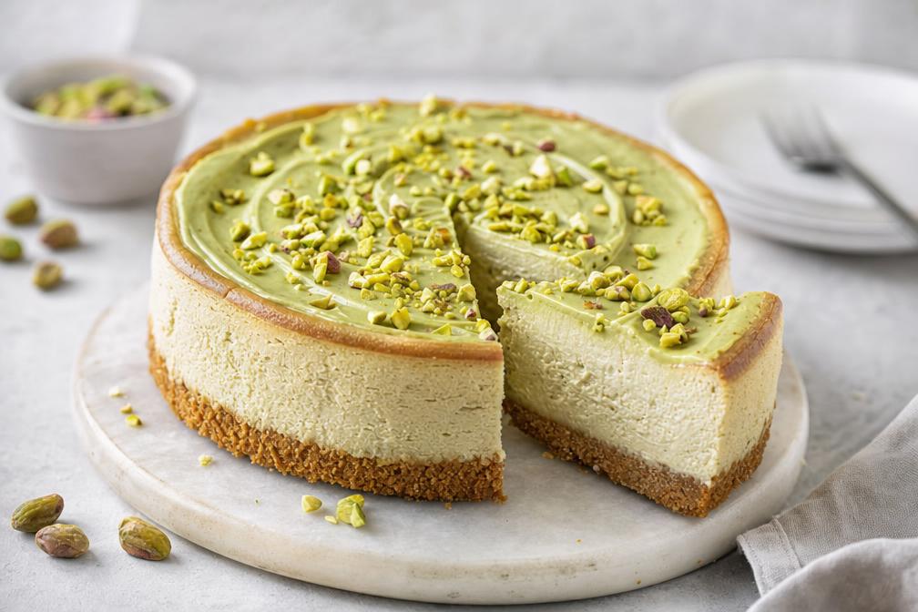🍰 Pistáciový cheesecake z tvarohu a pistáciového krému