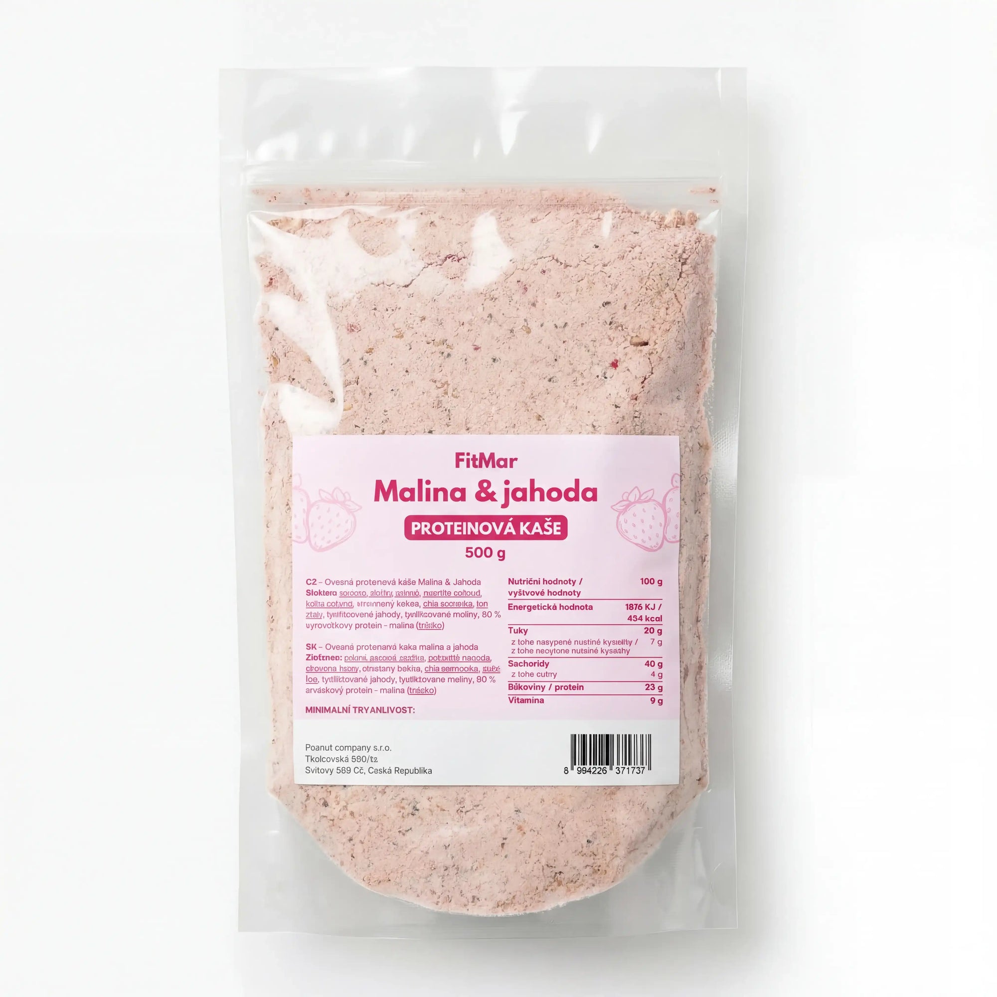 Minutová proteinová ovesná kaše Malina a jahoda 500 g