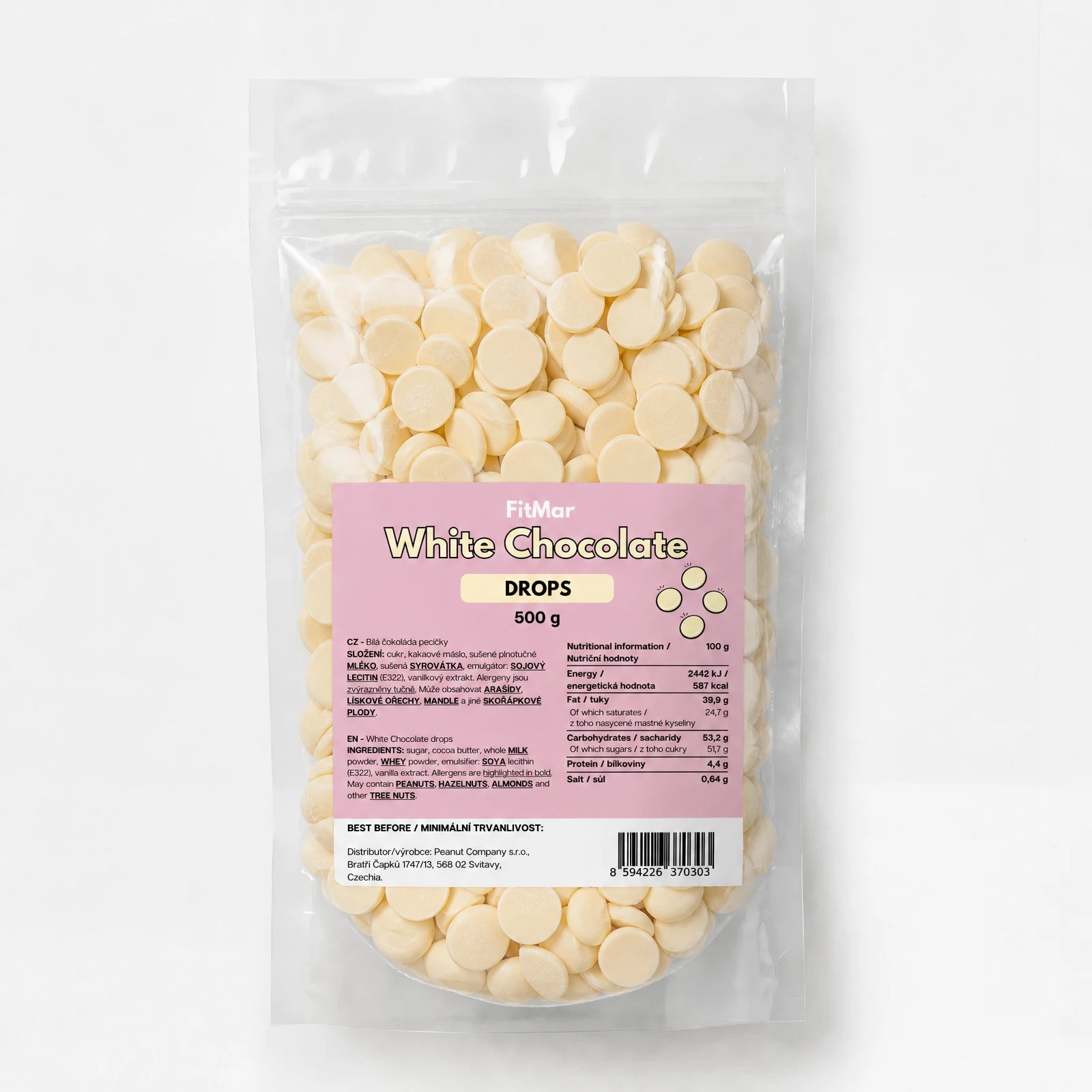 FitMar chocoladedruppels - witte chocolade